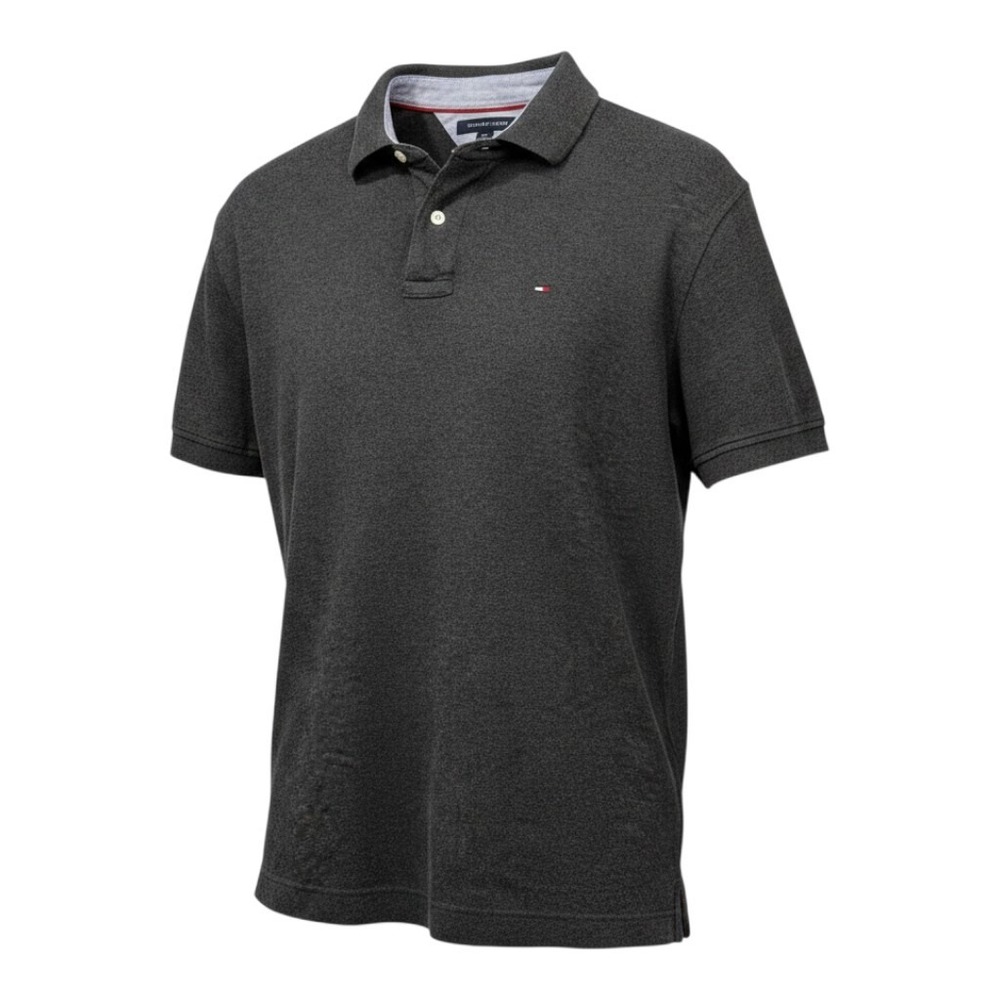 Tommy Hilfiger Custom Fit Men's Charcoal‎ Gray Polo Shirt XL Short Sleeve Logo
